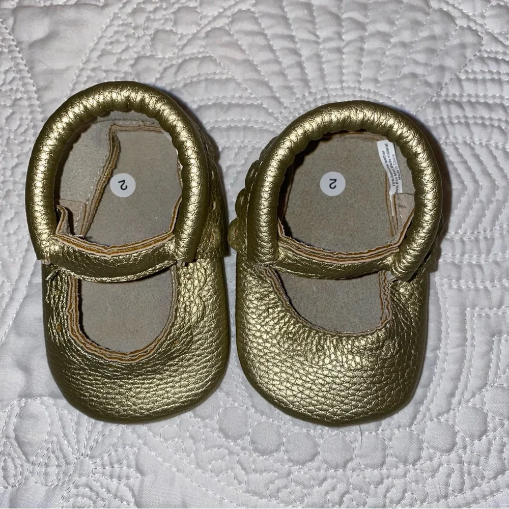 First steps baby girls gold moccasins